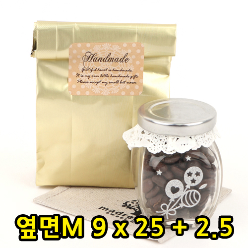 M자형-커피봉투(금박)9x25x2.5(옆면M)