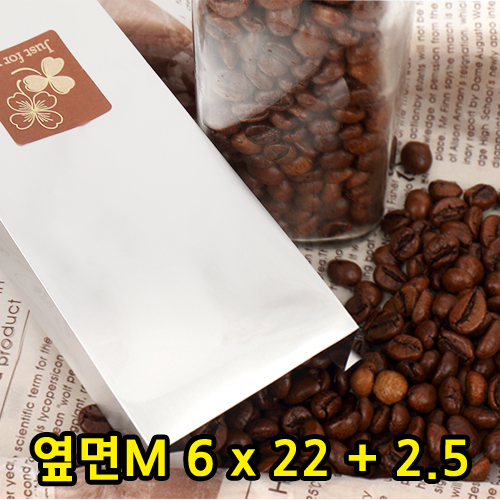 M자형-커피봉투(은박)6x22x2.5(옆면M)
