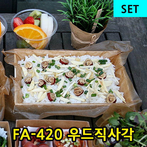 GO-FA-420우드직사각용기SET