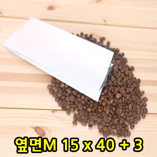M자형-커피봉투(무광백색)15x40x3(옆면M)