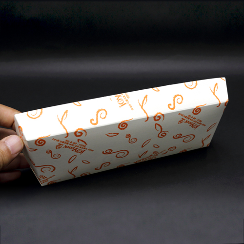 HJ-GR-4주황무늬,종이사각트레이(꼬치,만두)_BOX판매